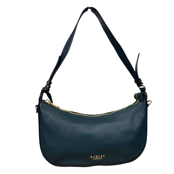Radley London Teal Leather Hobo Shoulder Bag Purse Handbag Gold Tone Hardware - Picture 1 of 16